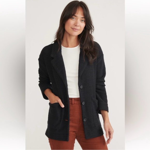 Marine Layer | Birdseye Cardigan Blazer Coat | Blue/Black | Women’s Size Medium - Picture 1 of 10